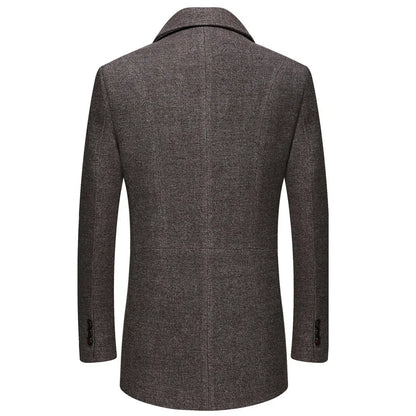 Abrigo de lana grueso con cuello tipo bufanda para hombre, ideal para otoño/invierno. Chaqueta de lana de alta calidad, estilo moderno y corte medio.