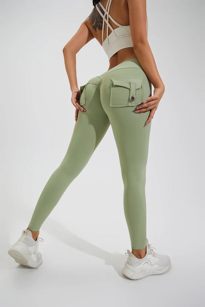 Pantalones de yoga DIAS FIT JOY de nailon, con bolsillo en los glúteos, ajustados, para mujer, deportivos, de fitness, realzan la cadera, transpirables, sin línea en T.