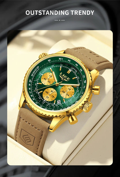 Relojes de lujo LIGE para hombre, cronógrafo con fecha, acero inoxidable, resistente al agua, luminoso, deportivo, militar, de cuarzo