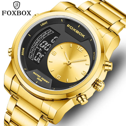 LIGE - Reloj digital de moda para hombre, deportivo, informal, resistente al agua, de cuarzo, cronógrafo de lujo, marca FOXBOX