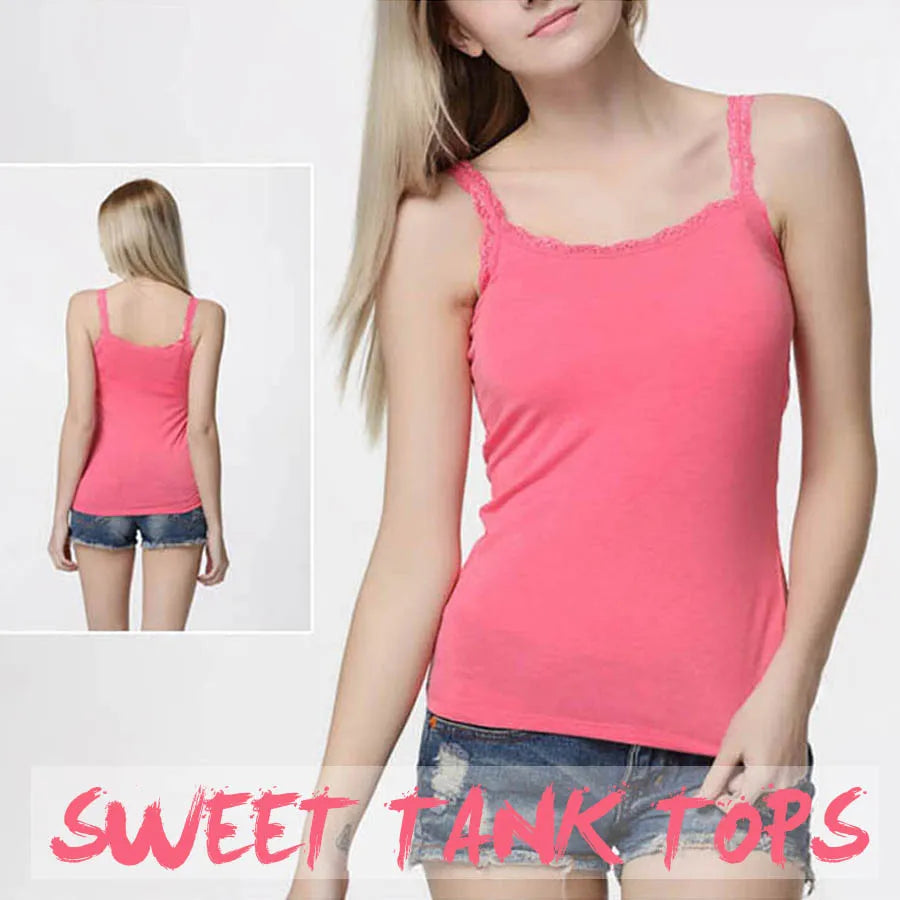 Camisola sexy de algodón suave para mujer, sin mangas, de encaje, ajustada, informal, corta, con encanto, ideal como regalo