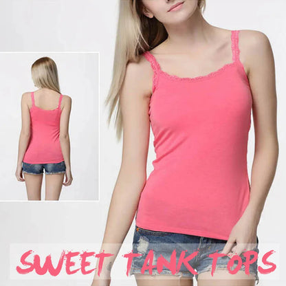 Camisola sexy de algodón suave para mujer, sin mangas, de encaje, ajustada, informal, corta, con encanto, ideal como regalo