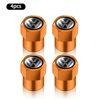 4 tapas de válvula de neumático de coche, emblema de metal, funda para VW, Volkswagen, Golf, Polo, Passat, Touran, accesorios de estilo de coche.