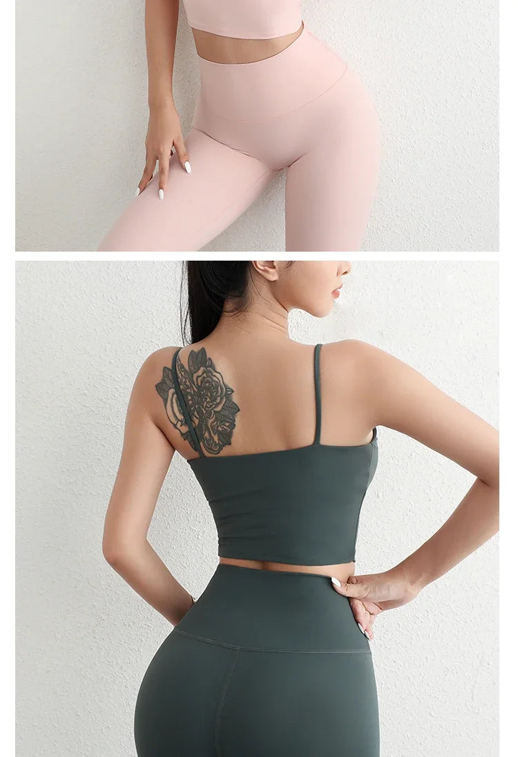 Women Yoga Suit Adjustable Sling Strap Sports Bra U Cut Scrunch Butt Workout Leggings Butt Lifting Excluding pants