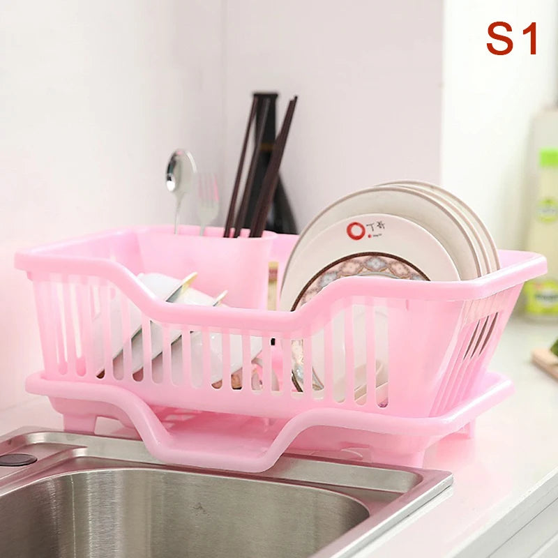 Escurridor de cocina con tabla de drenaje para encimera, utensilios, platos, palillos, tazones y cucharas.