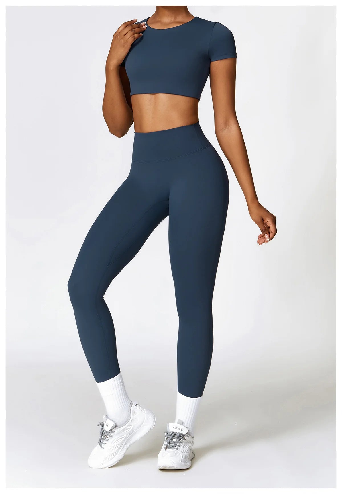 2PCS Seamless Yoga Set Women Workout Set Sportswear Gym Clothing Fitness Long Sleeve Crop Top High Waist Leggings Sports Suits