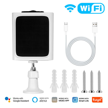 Cámara de seguridad solar inteligente MOES, WiFi de doble banda 2.4/5 GHz, resistente al agua IP65, monitoreo mediante aplicación (Alexa/Google Home), Tuya