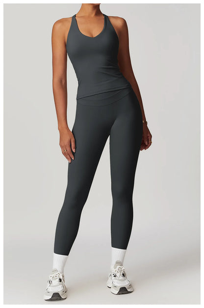 SWELTERING Conjunto de 2 piezas de ropa deportiva para mujer, conjunto de yoga, ropa deportiva para gimnasio, trajes de yoga, conjunto de fitness, chándales, sujetador deportivo, leggings para gimnasio