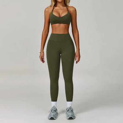 2 Piece Set Women's Tracksuit Fitness Clothes Yoga Sets Sportswear Workout Bra High Waist Leggings Set Gym Clothing Sports Suits