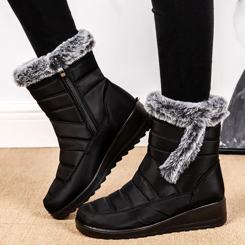 Botas de nieve para mujer, zapatos sólidos para mujer, zapatos impermeables para mujer, botines nuevos, botas planas para mujer, zapatos de invierno para mujer, botas