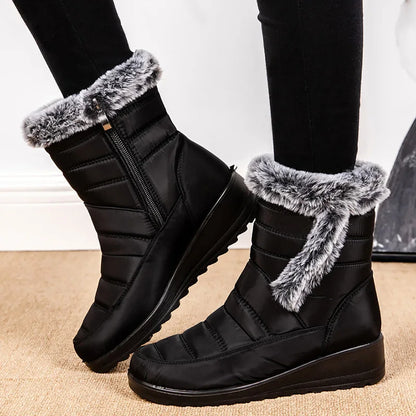 Botas de nieve para mujer, zapatos sólidos para mujer, zapatos impermeables para mujer, botines nuevos, botas planas para mujer, zapatos de invierno para mujer, botas