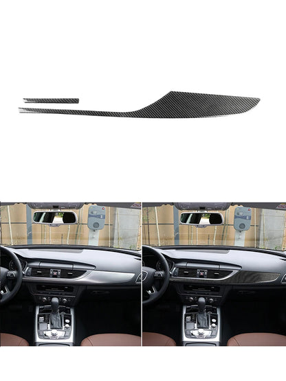 Accesorios decorativos para el interior del coche Audi A6 A7 2012 2013 2014 2015 2016 2017 2018, pegatinas negras de fibra de carbono, embellecedor de cubierta.