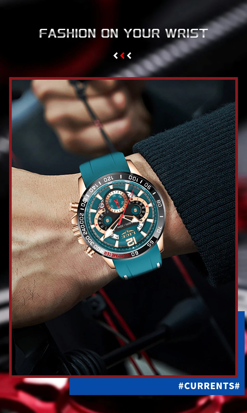 Reloj LIGE original para hombre, deportivo, de negocios, multifuncional, con calendario y código de tiempo, correa de silicona, reloj de cuarzo de marca de lujo para hombre