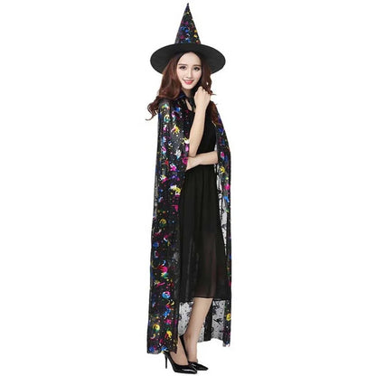 Masquerade Show Performance Costumes Halloween Cloak Sets Pumpkin Ghost Scary Costumes Bat Hat Cosplay Wizard Robe Adult