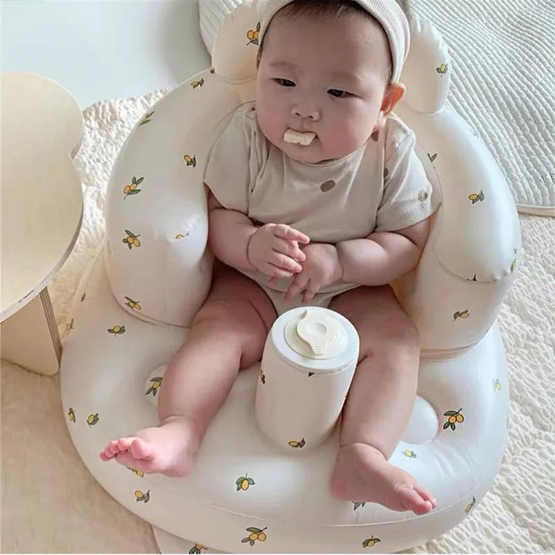 Asiento inflable para bebé con bomba de aire incorporada, silla de apoyo para la espalda para bebés de 0 a 3 años, silla de ducha portátil, asiento de suelo