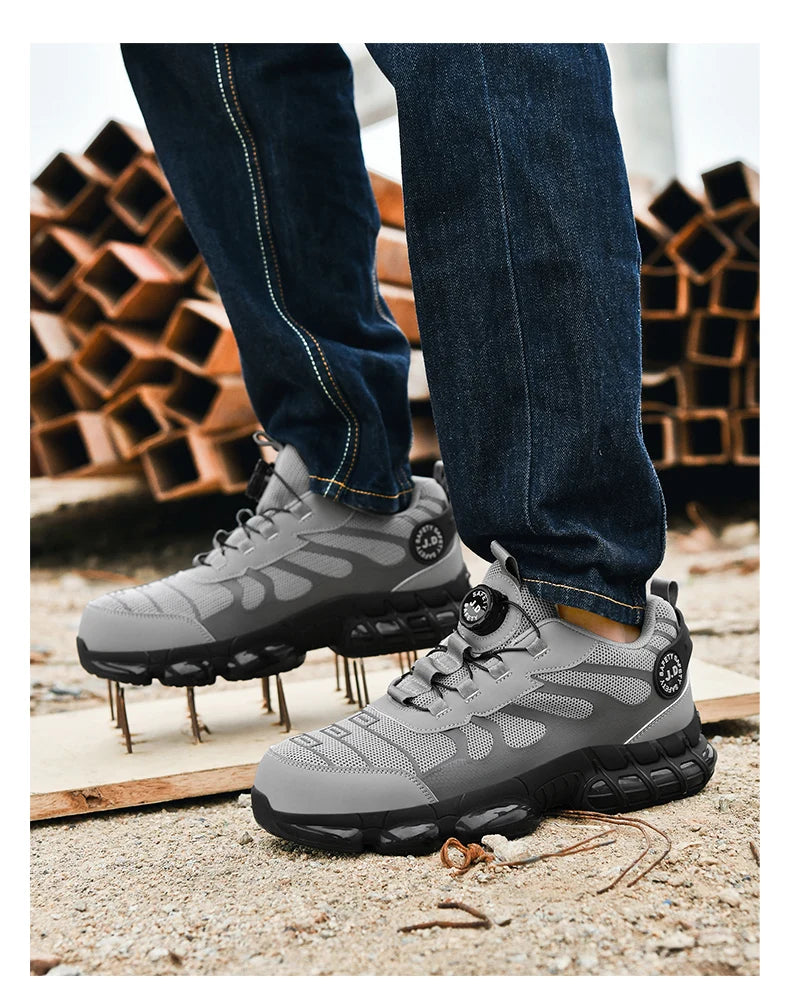 Zapatos de seguridad con puntera de acero LARNMERN para hombre y mujer, anchos, ligeros, cómodos, tipo tenis, de trabajo, coloridos.