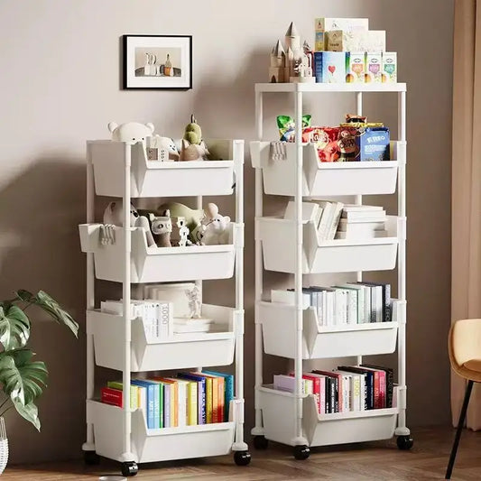 Estantería de libros multicapa con ruedas 2025, para cocina, con ranuras estrechas, para baño, sala de estar, organizador de espacios pequeños