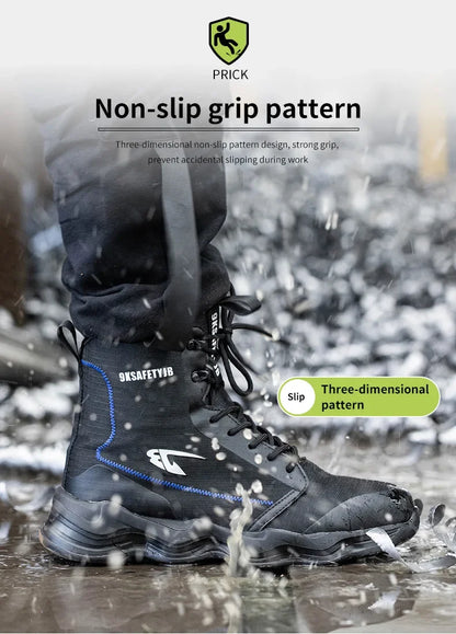 2024 Nuevos zapatos de seguridad para hombre, botas altas de trabajo, zapatillas de trabajo con puntera de acero, botas de trabajo antigolpes y a prueba de pinchazos, zapatos indestructibles