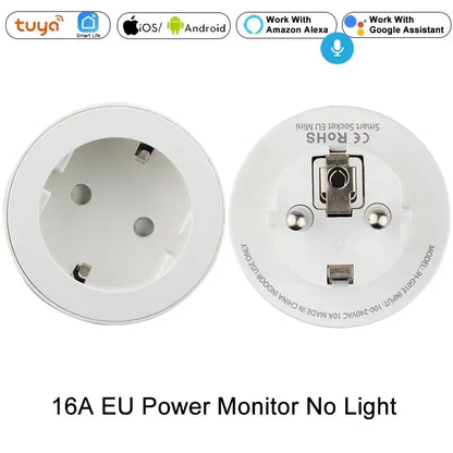 Enchufe inteligente WiFi UE EE. UU. RU DE BR AU IN Smart Life Aplicación Tuya Control remoto inalámbrico Enchufe Alexa Google Home Sin concentrador