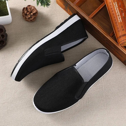 Zapatos de tela para hombre de Beijing, zapatos de trabajo de nuevo estilo, suela de goma, zapatos de tela negros, zapatos de trabajo de un solo paso, zapatos casuales de punta redonda transpirables
