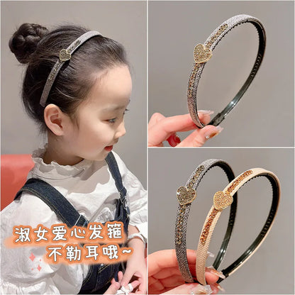Accesorios para el cabello para niños, diademas de cristal con forma de corazón para niñas con dientes, diademas antideslizantes, aro para el cabello para niños
