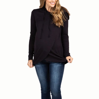 Ropa de maternidad Otoño e Invierno Sudadera deportiva con capucha de manga larga Suéter de maternidad Ropa de lactancia Sudadera con capucha para embarazadas