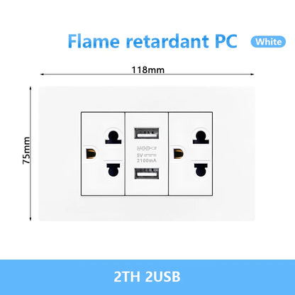 Enchufe de pared USB inteligente tipo C de 20 W con carga rápida para Italia, Chile y México; panel de interruptor de luz eléctrico de Brasil con toma USB-C universal.