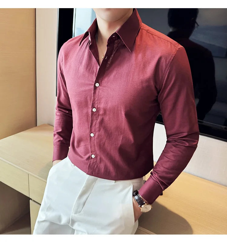 Camisa de hombre de color liso de alta calidad, 55 % algodón y 45 % lino, transpirable y con absorción de sudor, de manga larga. Tallas M-4XL.