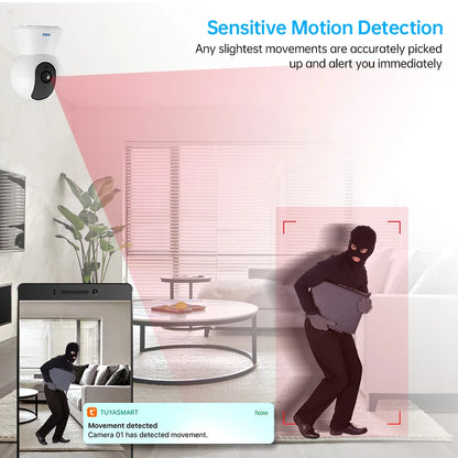 KERUI Mini cámara IP inalámbrica para interiores de 5 MP Tuya Smart WiFi, cámara de vigilancia CCTV de seguridad para el hogar con seguimiento automático Onvif
