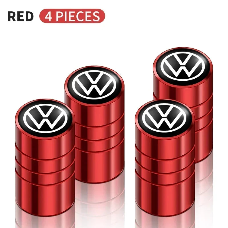 4 tapas de válvula de neumático de coche, emblema de metal, funda para VW, Volkswagen, Golf, Polo, Passat, Touran, accesorios de estilo de coche.
