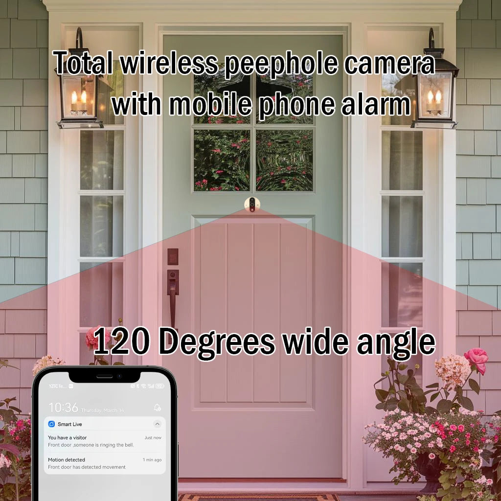 Yuezhe 3MP icam365 Peephole Doorbell Camera Wifi 4.3 Inch Digital Video Door Bell Security Smart Home Night PIR Wireless Bell