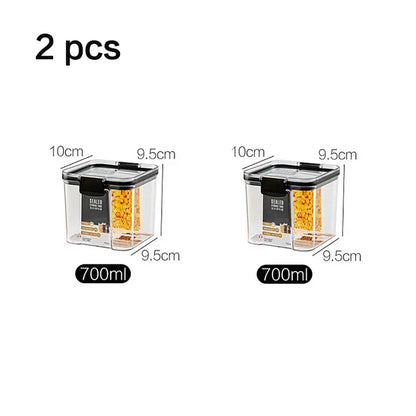 Juego de contenedores de alimentos para mascotas, caja de almacenamiento de 460-1800 ml, transparente, apilable, para cocina, seco, para espaguetis y fideos, recipientes sellados.