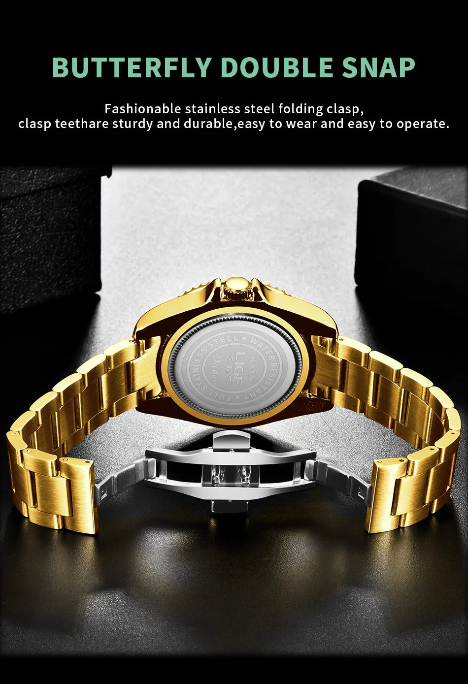 Relojes de moda LIGE para hombre, de lujo, luminosos, con calendario, para negocios, resistentes al agua, cronógrafo, de acero inoxidable, de cuarzo.