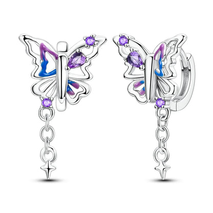 Pendientes de plata de ley 925 con diseño de mariposa, abeja, mariquita y flor de arcoíris para mujer, joyería de moda para fiestas de cumpleaños, regalos