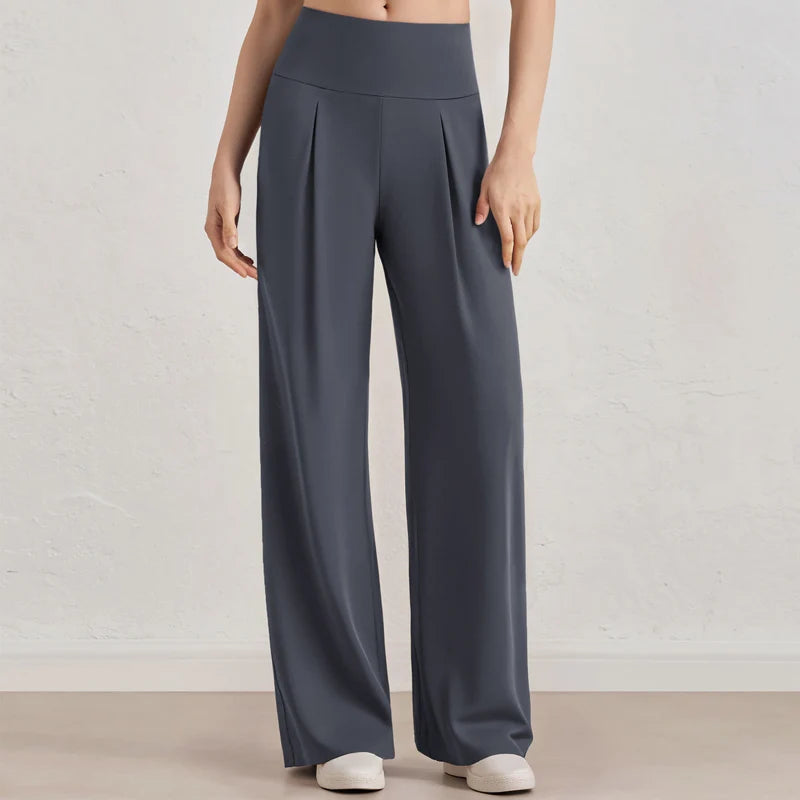 Pantalones de pierna ancha para mujer VITALINOVO, sin bolsillos, cintura alta, elásticos, holgados, tipo chándal, sensación de desnudez, informales, para estar en casa, yoga o entrenamiento, estilo palazzo.