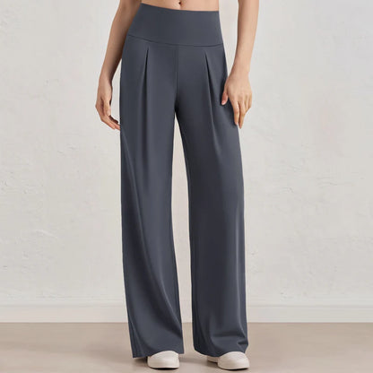 Pantalones de pierna ancha para mujer VITALINOVO, sin bolsillos, cintura alta, elásticos, holgados, tipo chándal, sensación de desnudez, informales, para estar en casa, yoga o entrenamiento, estilo palazzo.