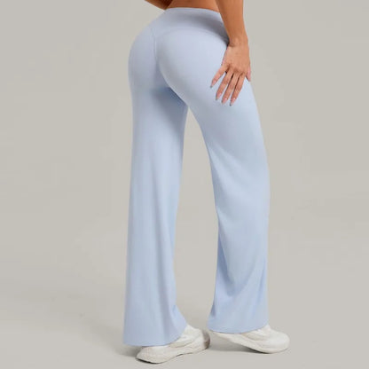 Pantalones de yoga rectos de pierna ancha para mujer, nuevos pantalones de pilates, pantalones deportivos ajustados que realzan la cadera, pantalones casuales para correr al aire libre, pantalones de fitness.