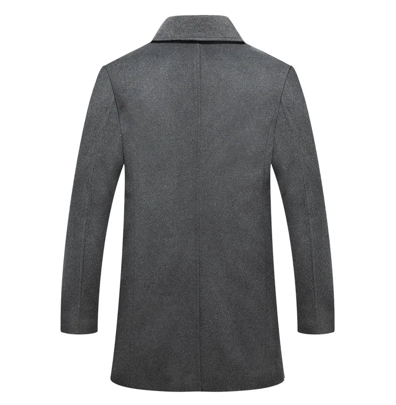 Abrigo cruzado para hombre, estilo marinero, chaqueta de lana, solapa larga, gabardina, cortavientos de invierno, moda masculina