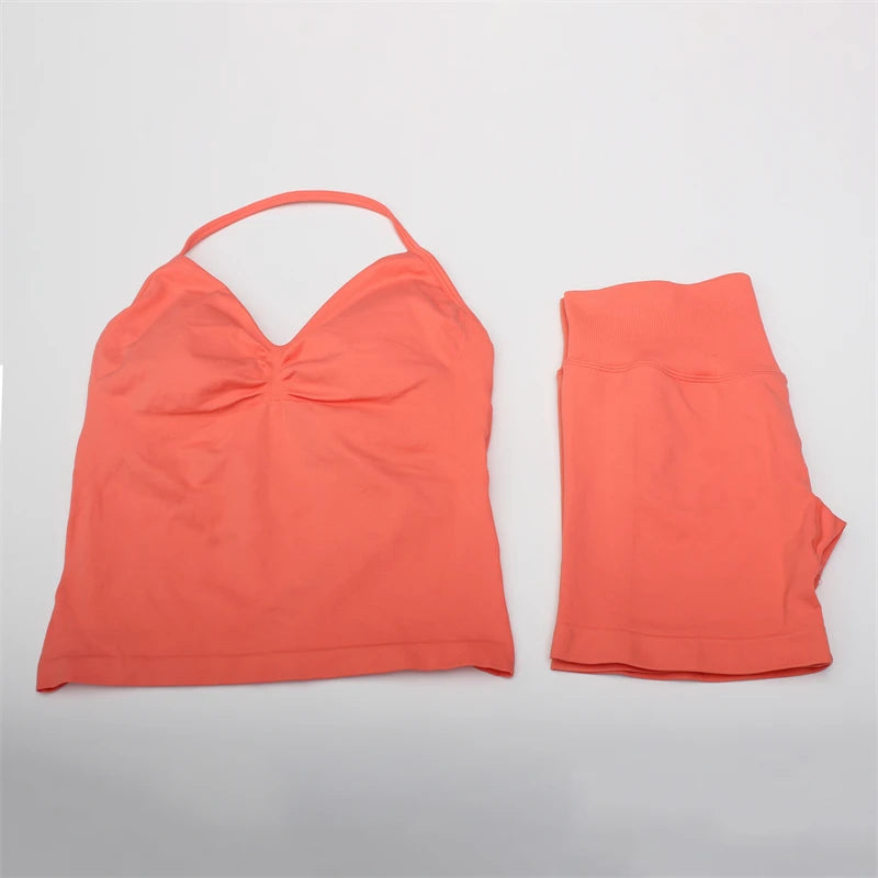 Women's Electric Blue Blossom High Stretch Top Sports Bra Shorts Set Comfortable Gym Workout Yoga Active Wear Impact Outfit
