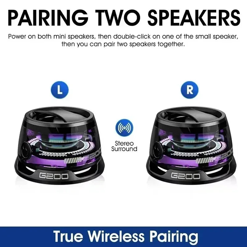 Altavoz Bluetooth magnético para exteriores, inalámbrico, portátil, minialtavoz estéreo de viaje con luz RGB y soporte para teléfono, novedad de 2025