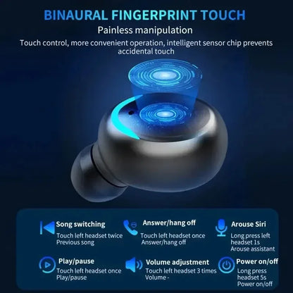 Auriculares inalámbricos Bluetooth F9 5C TWS, impermeables, con pantalla digital y estuche de carga de gran capacidad.