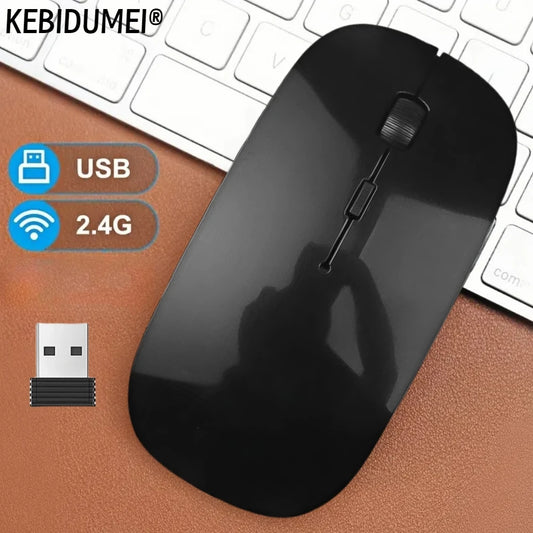 Ratón inalámbrico delgado de 2,4 GHz, ratón óptico de 1600 DPI para gamers de oficina, silencioso, diseño ergonómico, con receptor USB para PC y portátil.