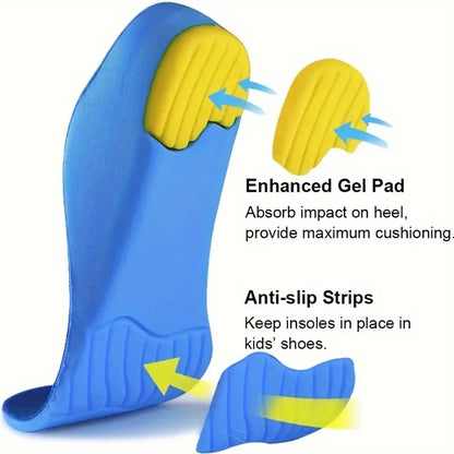 Plantillas ortopédicas para niños con soporte de arco alto para pie plano, fascitis plantar, calzado deportivo cómodo para correr.