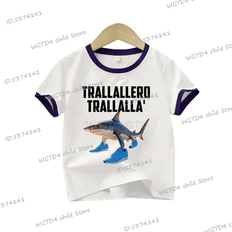 Ropa para niños: Camiseta estampada italiana Brainrot Tralalero Tralala para niños, moda para amantes de los tiburones, meme divertido, ropa para niños