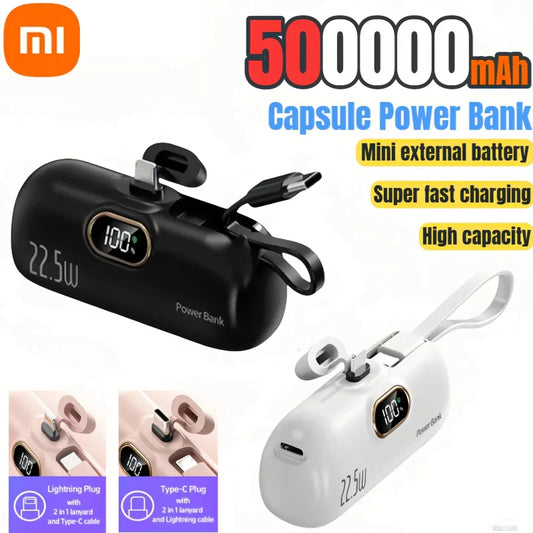 Xiaomi - Mini banco de energía de 500.000 mAh, 22,5 W, alta capacidad, carga ultrarrápida, para iPhone, Huawei y Samsung