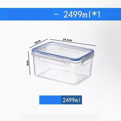 Fiambrera rectangular sellada para refrigerador, de 4 tamaños, con tapa, de plástico, apta para microondas.
