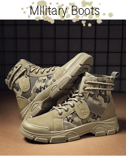 Botas militares para hombre y mujer, camuflaje, caqui, negro, caña alta, antideslizantes, tácticas, para mecánico, trabajo, escalada, zapatillas deportivas.