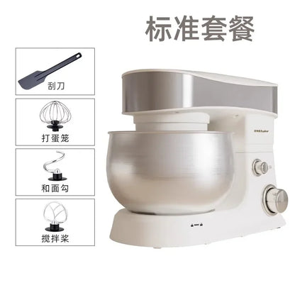 Amasadora automática pequeña de 220 V para uso doméstico, multifuncional, con espumador de leche y batidor de huevos.
