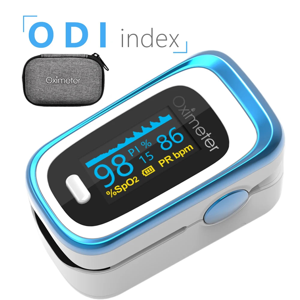 Oxímetro de pulso digital portátil OLED con monitor de sueño de 8 horas y estuche para pulsioxímetro digital.