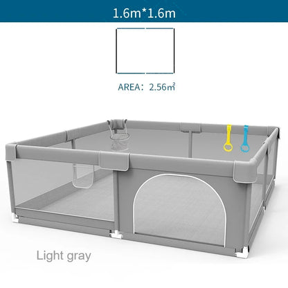 Corralito para bebés IMBABY gris claro con anilla de tiro, barrera de seguridad para niños, cerca y caja de pelota para juegos.